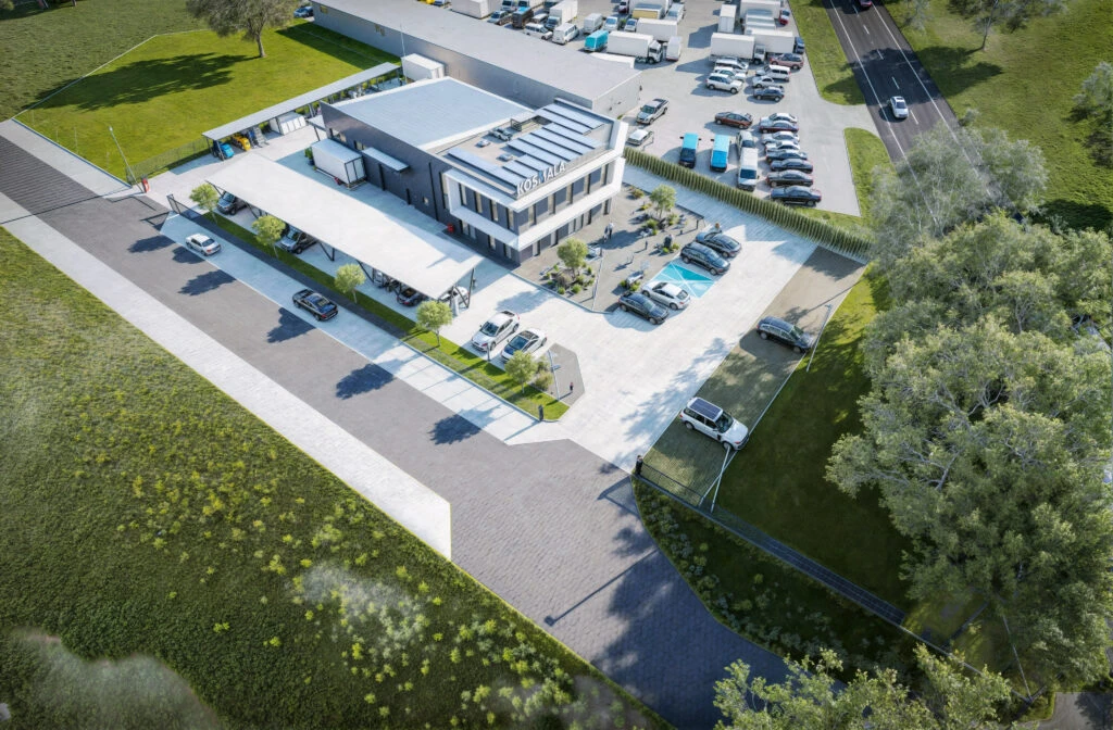 Rzut budynku firmowego z góry, Leszno