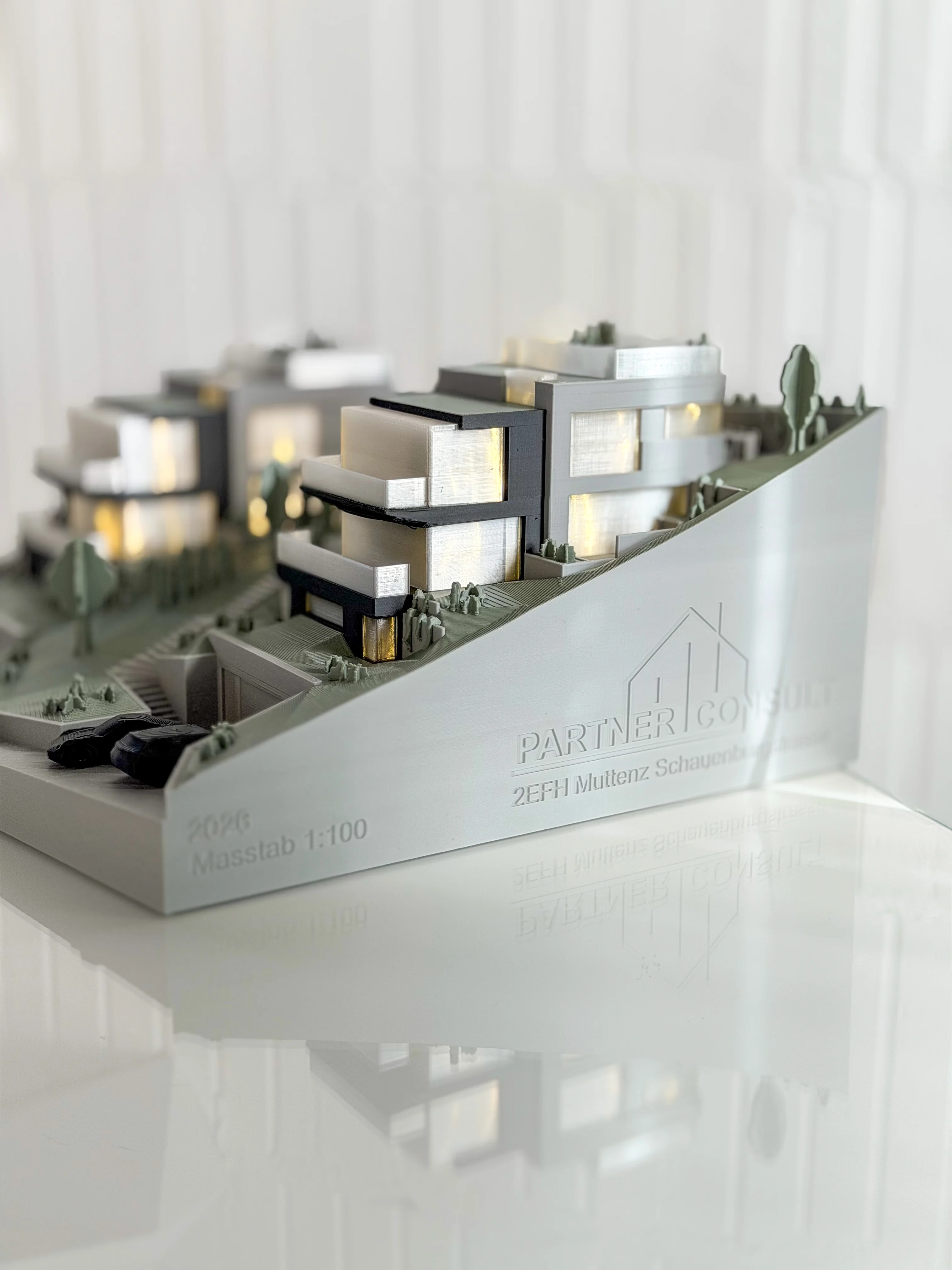 Makieta architektoniczna z podświetleniem LED, ujęcie boczne