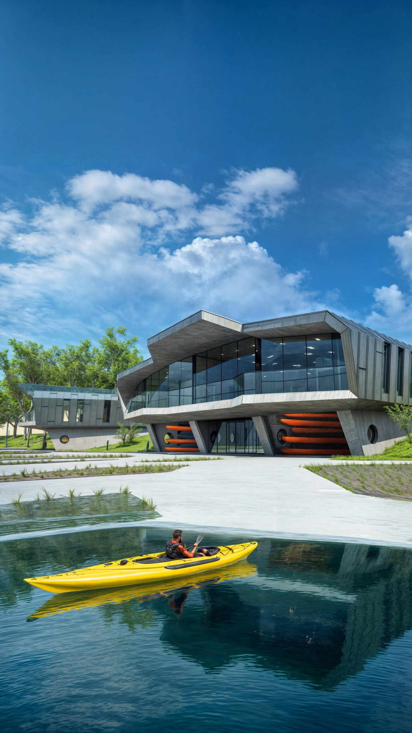 Wizualizacja 3D - Przystań kajakowa nad Wartą w Poznaniu