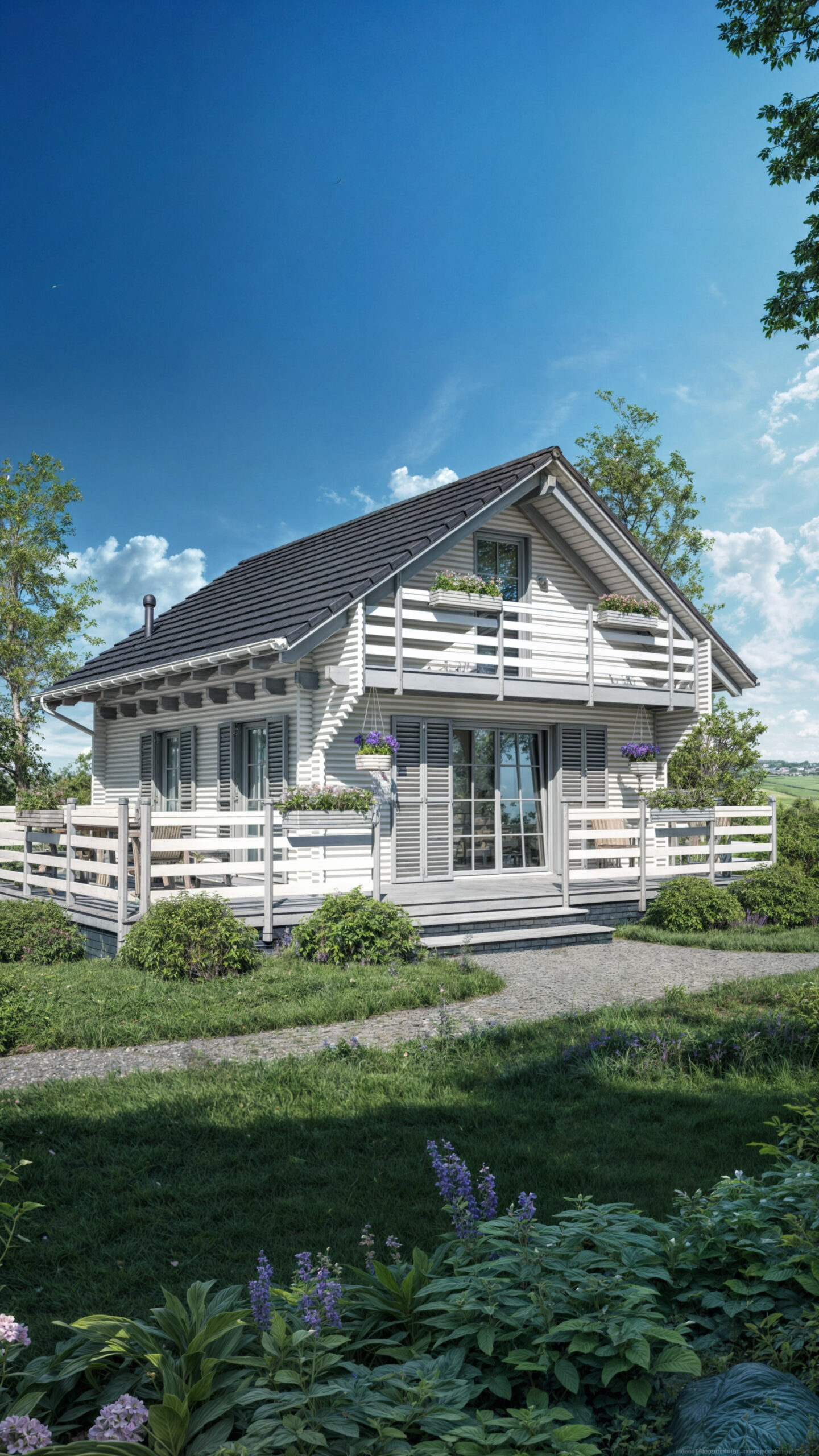 Wizualizacja 3D - Tradycyjny, drewniany domek letniskowy