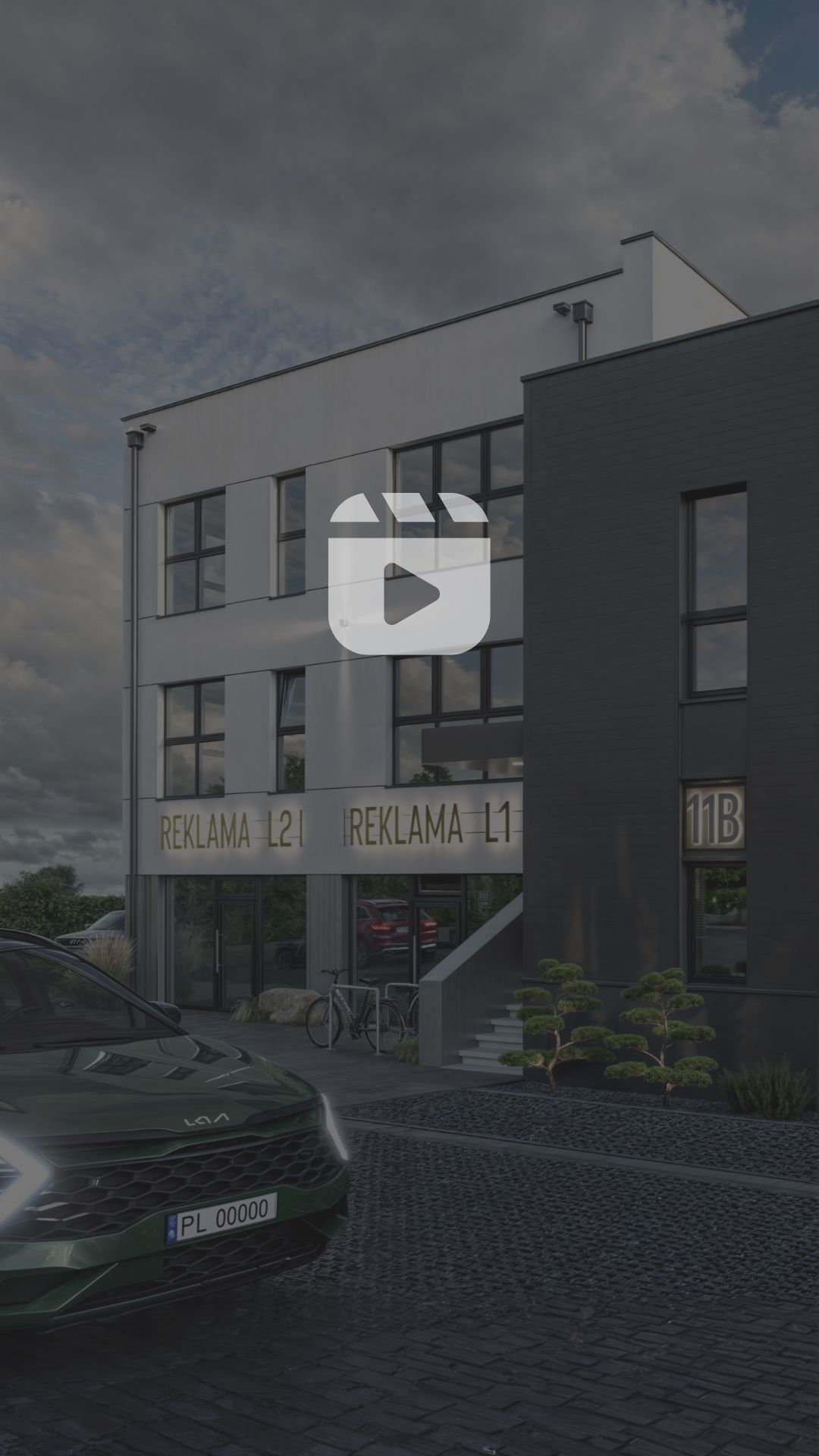 Wizualizacja 3D - Wizualizacja nowoczesnej elewacji budynku usługowego, Leszno